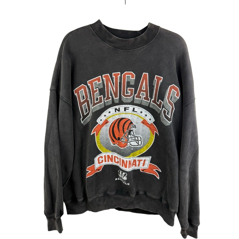 NFL Team Apparel Cincinnati Bengals Oversized Sweatshirt Washed Black Large